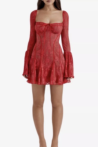 House red floral lace - red,