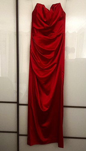House red satin ruched - red,